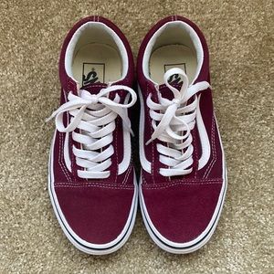 Maroon & White Vans